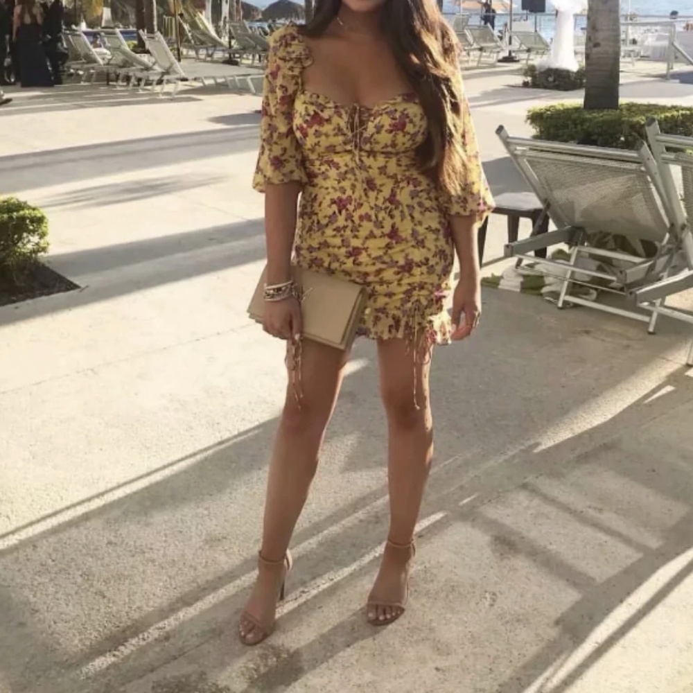 floral print dress women sexy lace up